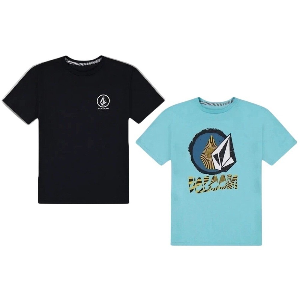 Volcom 2 Pack Tee Shirt Youth Large 14/16 Casual Short Sleeve Crew Neck Outdoor